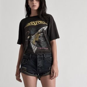 One Teaspoon black denim distressed shorts